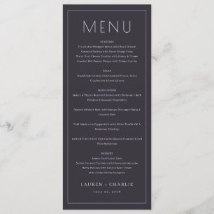 Menu Formal de Carvão Sofisticado