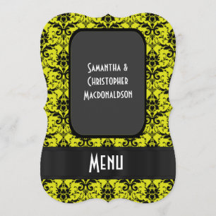 Menu formal de casamento do damasco amarelo-claro