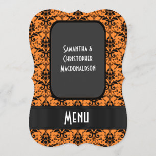 Menu formal de casamento do damasco de laranja cla