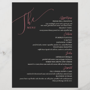 Menu Formal de Casamento Magenta Negra Elegante