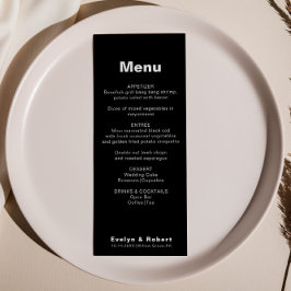Menu Formal de Casamento Negro Elegante Minimalist