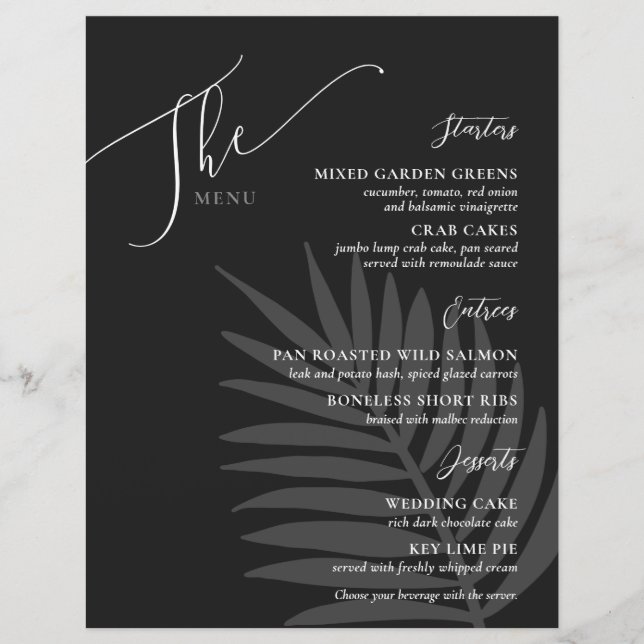 Menu Formal de Casamento Simples Cinza Branca Pret (Frente)