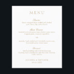 Menu Formal Dourado Elegante Clássico<br><div class="desc">Menu de casamento "faux gold" elegante,  com um design simples e mínimo com o título de uma fonte serif tradicional e os cabeçalhos do curso em um roteiro elegante de caligrafia. Um estilo clássico que é perfeito para um casamento formal.</div>