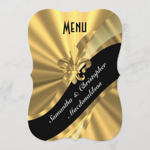 Menu formal elegante do casamento do ouro chique