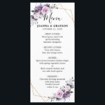 Menu Formas de Casamento Geométrico de Bloomias Roxo Du<br><div class="desc">O moderno e elegante menu de casamento floral de meio verão apresenta um buquê de pessoas rosas de aquarelas em tons de ameixa roxa, rosa poeirento, rosa poeirento, mauve, sábio com folhas botânicas verdes e eucalipto com fundo geométrico de ouro. Por favor, encontre mais designs e variações na minha loja...</div>