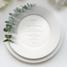 Menu Forrado Dusty Blue & Ivory Monogrammed