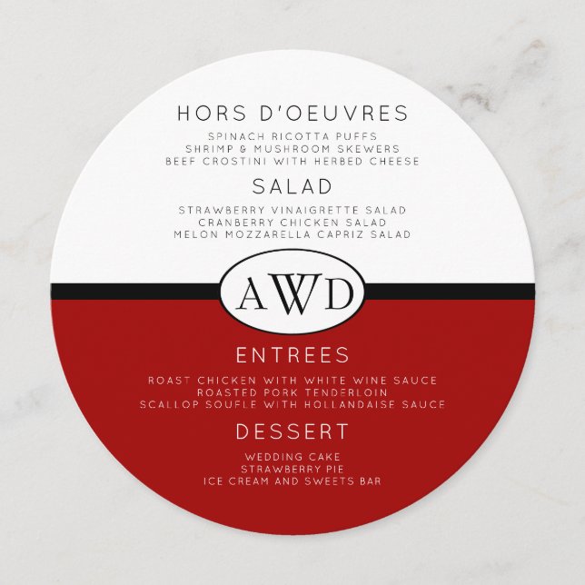 Menu Forrado Monograma Modelo Vermelho Preto (Frente)