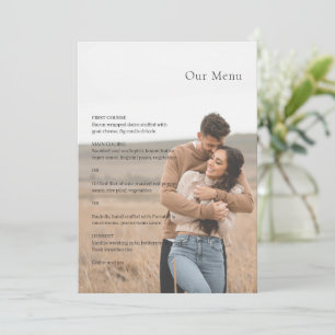 Menu Foto de casamento moderno preto e branco elegante