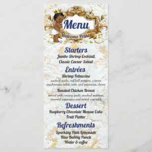 Menu Foto elegante azul & Dourado de Prince Royal