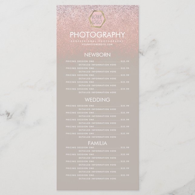 Menu Fotografia Business Visão geral do seu logotipo (Frente)