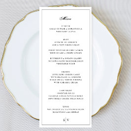 Menu Frado | Casamento branco de monograma elegante