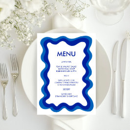 Menu Frame Wavy Modern Chic Blue Bar Bat Mitzvah