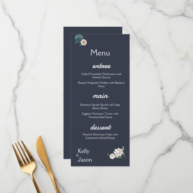 Menu Fundo do Marinho de Quadro de Flor Branco Retroati (Frente/Verso In Situ)