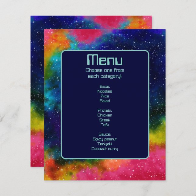 Menu Galáctico de Casamento Sci-Fi (Frente/Verso)