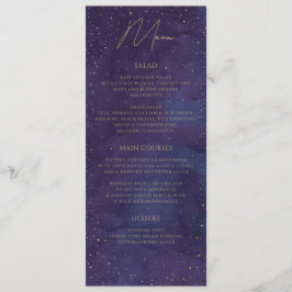 Menu Galaxy Celestial Starry Night Purple Casamento Dou