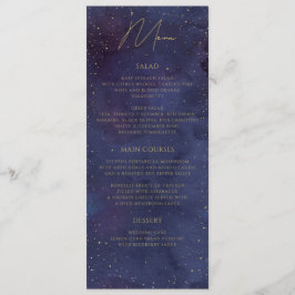 Menu Galaxy Starry Night Celestial Casamento Dourado Ro