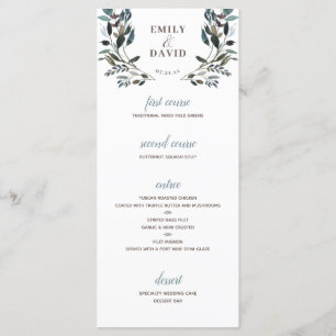 Menu Garden Crest   Casamento Floral Branco 4 Curso