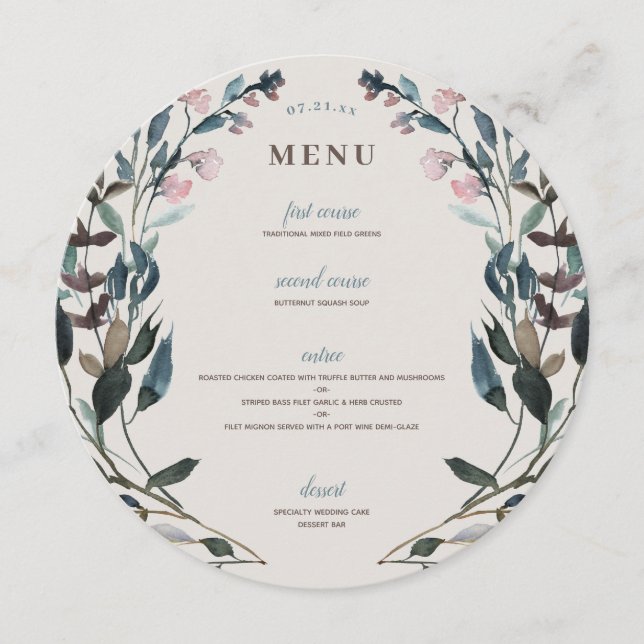 Menu Garden Crest | casca | Círculo de Casamento (Frente)