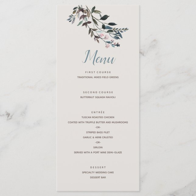 Menu Garden Crest | casca | Script De Casamento (Frente)
