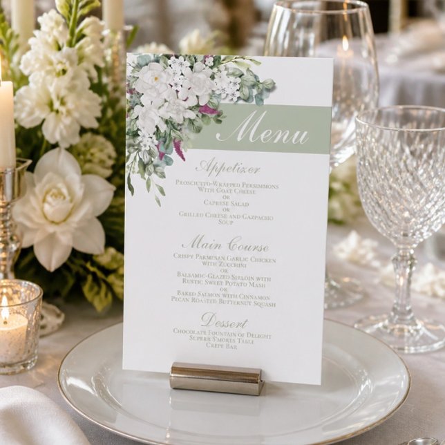Menu Gardenia / Snapdragon 4,5" x 6,25" Cardápio Sage (Criador carregado)