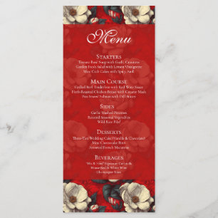 Menu Gardênias Vermelhas Únicas Charme Casamento Modern