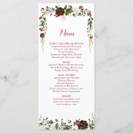 Menu Garrafa Floral Floresta Verde Marfim Vermelho Indi
