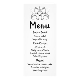 Menu Gats Festa de casamento branca preta Gatinho