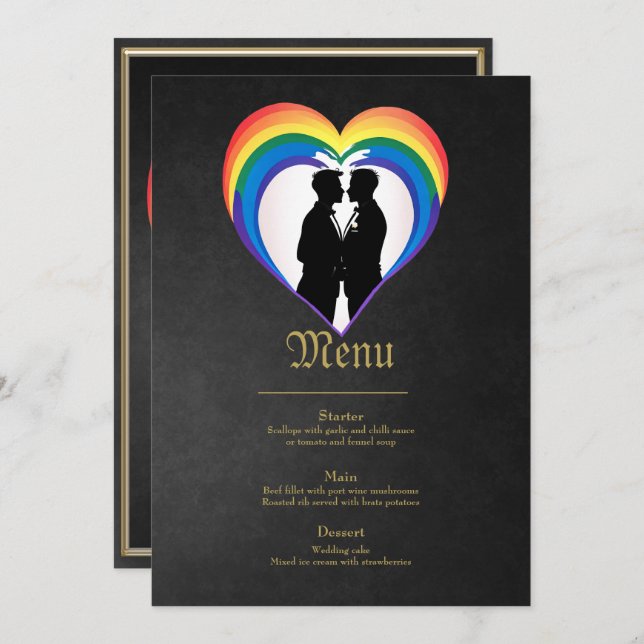 Menu Gay elegante silhuetas. (Frente/Verso)