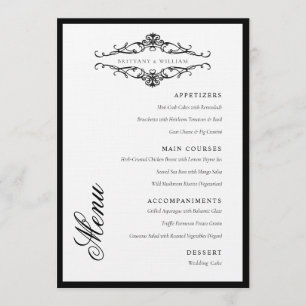 Menu [GAZELLE] Casamento Monocromático Elegante Preto e