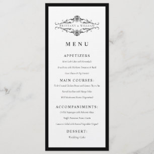 Menu [GAZELLE] Casamento Monocromático Elegante Preto e
