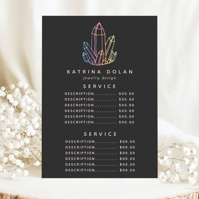 Menu Gemstone Rainbow Quartz Crystal Service Price (Criador carregado)