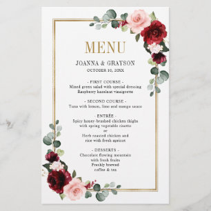 Menu Geométrico Burgundy Blush Forn