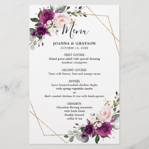 Menu Geométrico de Casamento Rosa Rosa Rosa Rosa