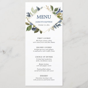 Menu geométrico de ouro verde-azul