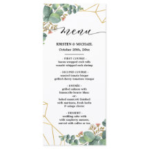 Menu geométrico Dourado do casamento da forma do