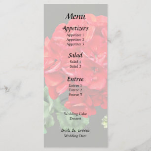 Menu Gerânio Vermelho Brilhante