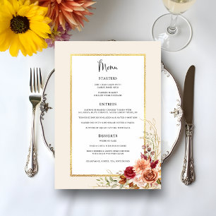 Menu Gilded Fall Terracotta Floral