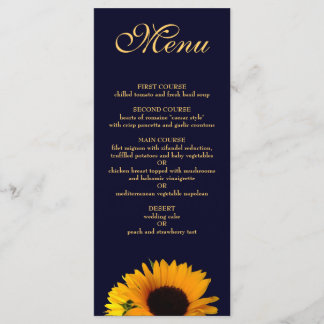 Menu Girassol alegre em Marinho Janto azul