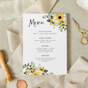 Menu Girassol Russo Casamento Simples Por Aquarela