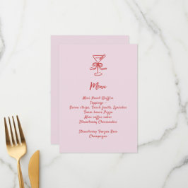 Menu Girls Cocktail Brunch Vermelho Rosa Manuscrito