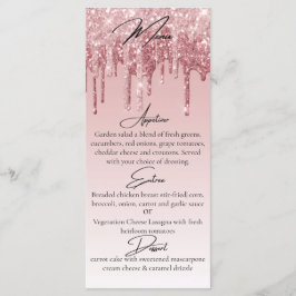 Menu Glam Rosa Dourado Rosa Brilho Gotejamento Elegante