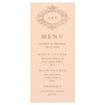 Glamour Falso Dourado Rosa no Cardápio de Casament