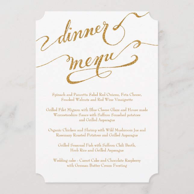 Menu Glitter Dourado do Script de Recepção Formal do Me (Frente)