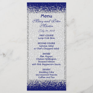 Menu Glitter prateado Confetti no Royal Blue