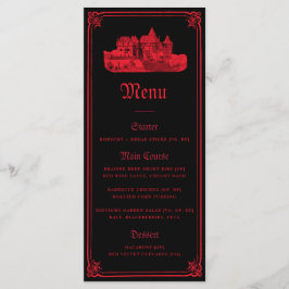 Menu Gothic Vampire Castle Border Black Red Wedding 