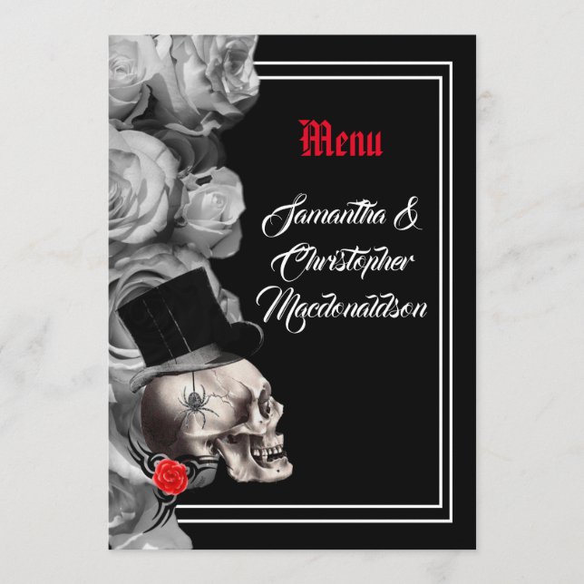 Menu Gótico, motociclista ou cardápio de casamento pret (Frente)