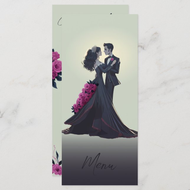 Menu Gourmet Elegante Romântico Amantes Góticos (Frente/Verso)
