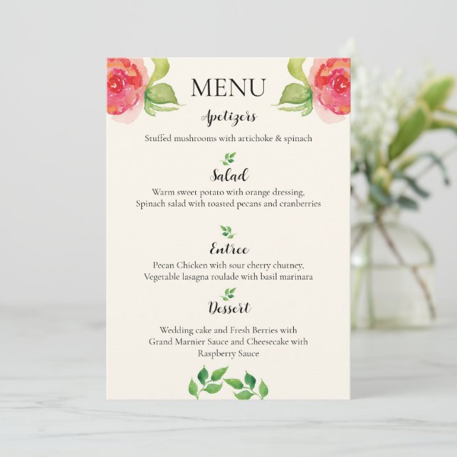 Menu Graceful Floral (Em pé/Frente)