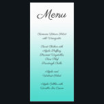 Menu Gradiente Turquesa Minimalista<br><div class="desc">Crie seu próprio menu de casamento minimalista de design branco a brilhante turquesa ombre. Personalize o texto conforme necessário. Alterar o estilo,  tamanho ou cor da fonte.</div>