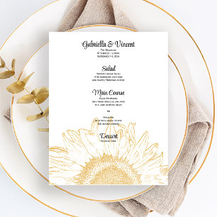 Menu gráfico do casamento do girassol amarelo